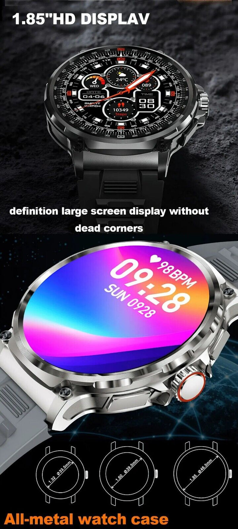 1.85" Ultra HD Smartwatch with GPS, Bluetooth Calling, and Health Monitoring - Ideal Gym Gift