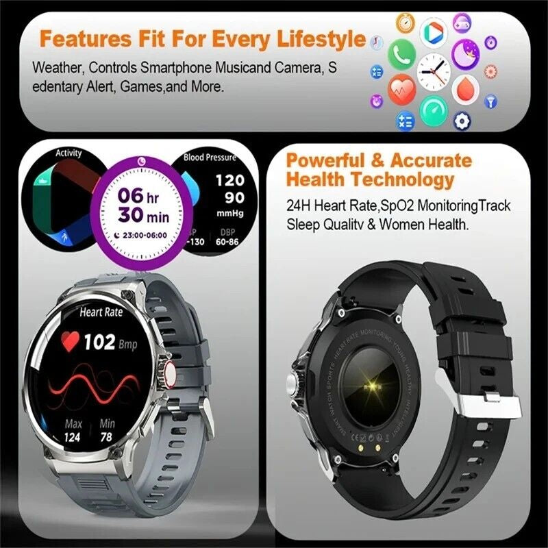 1.85" Ultra HD Smartwatch with GPS, Bluetooth Calling, and Health Monitoring - Ideal Gym Gift