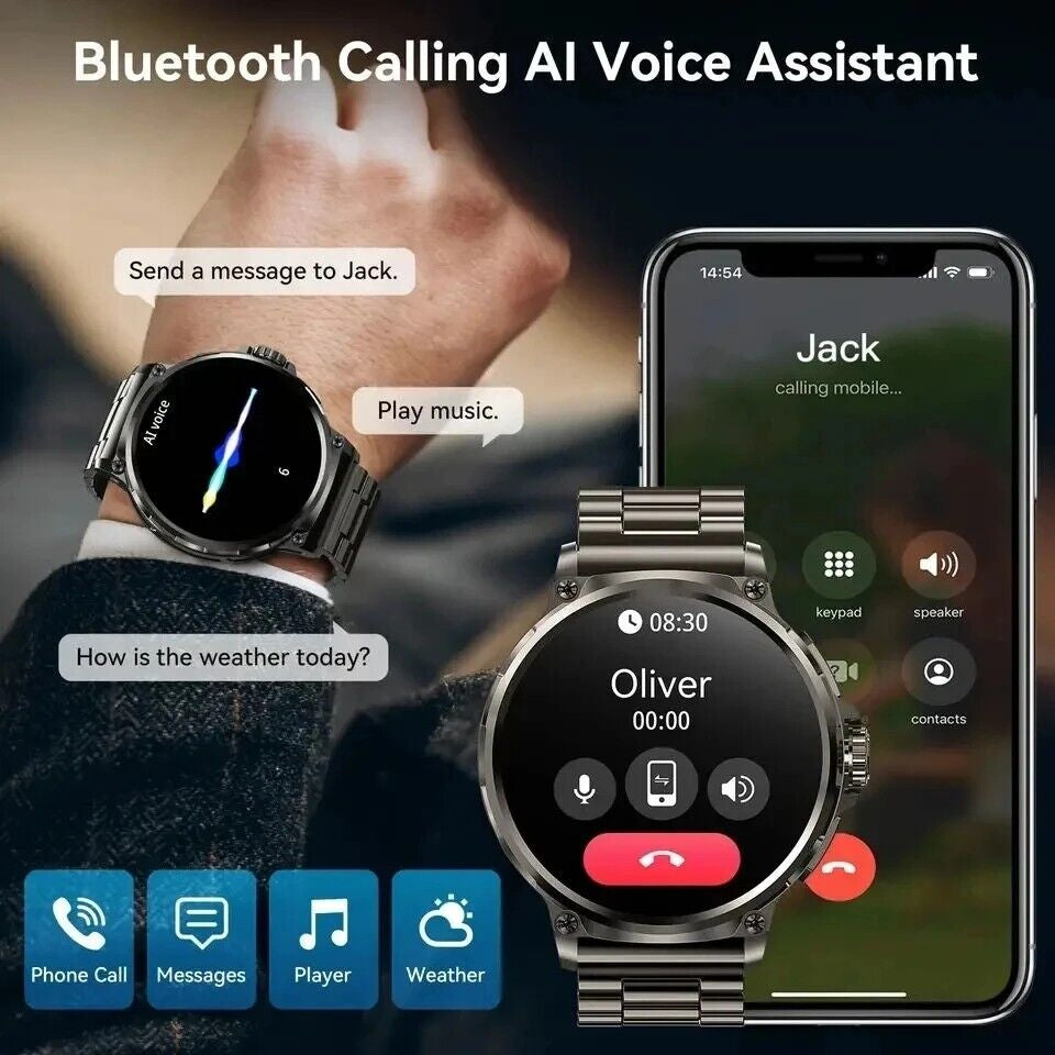 1.85" Ultra HD Smartwatch with GPS, Bluetooth Calling, and Health Monitoring - Ideal Gym Gift
