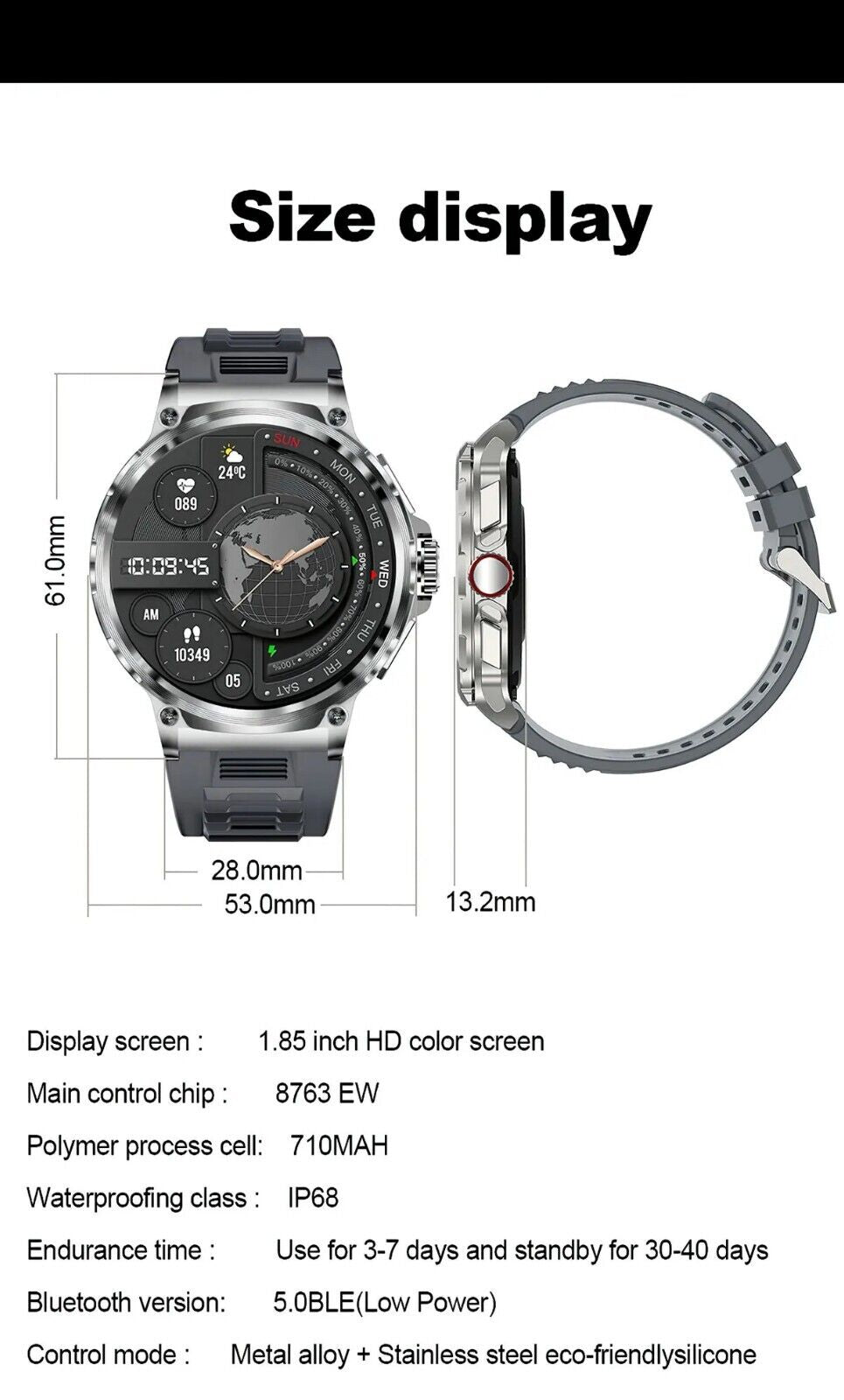 1.85" Ultra HD Smartwatch with GPS, Bluetooth Calling, and Health Monitoring - Ideal Gym Gift