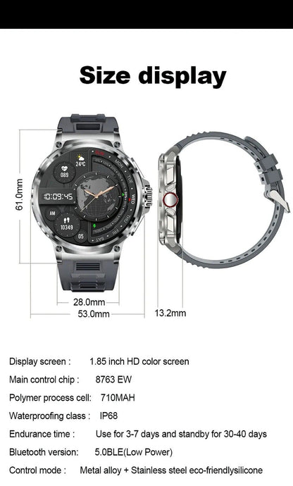 1.85" Ultra HD Smartwatch with GPS, Bluetooth Calling, and Health Monitoring - Ideal Gym Gift